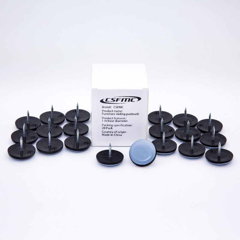 CSFMC Teflon Furniture Sliders Pads,Table/Chair/Cabinet/Sofa Small Size PTFE Glides,Nail on Furniture Legs by Protect The Floor,Heavy Duty Furniture Sliding Block (1 inch(25mm) Base 20 Pack) - Image 4